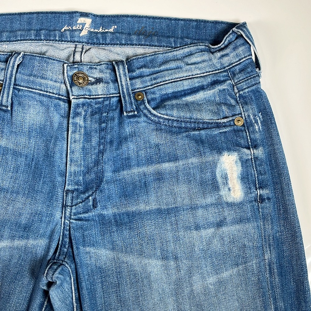 7 For All Mankind Dojo Vintage Distressed Ripped Jeans Medium Wash Cotton 27 - Picture 3 of 10